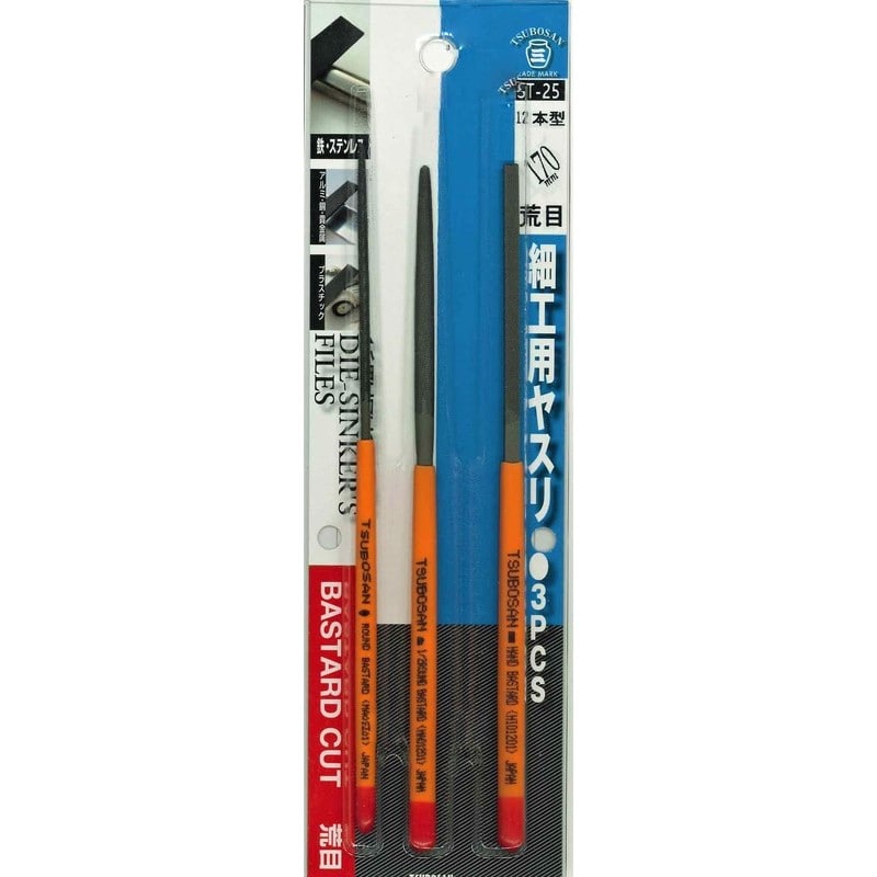 TSUBOSAN 4352937 細工用ヤスリセット 平/半丸/丸 荒目 12本型 ST-25 1個（ご注文単位1個）【直送品】