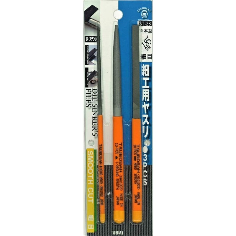 TSUBOSAN 4352851 細工用ヤスリセット 平/半丸/丸 細目 10本型 ST-23 1個（ご注文単位1個）【直送品】