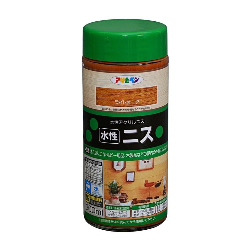 アサヒペン 901317 水性ニス 300mL ライトオーク 1個（ご注文単位1個）【直送品】