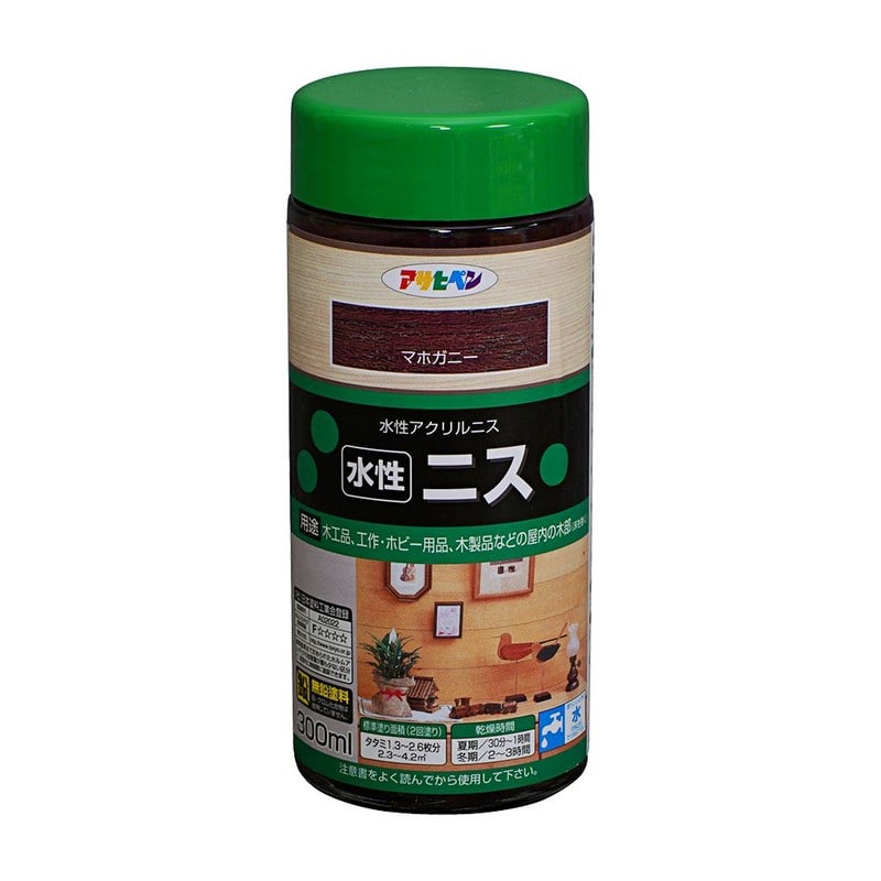 アサヒペン 901321 水性ニス 300mL マホガニー 1個（ご注文単位1個）【直送品】