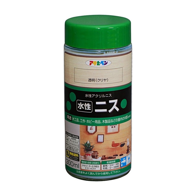 アサヒペン 901322 水性ニス 300mL 透明 クリヤ 1個（ご注文単位1個）【直送品】
