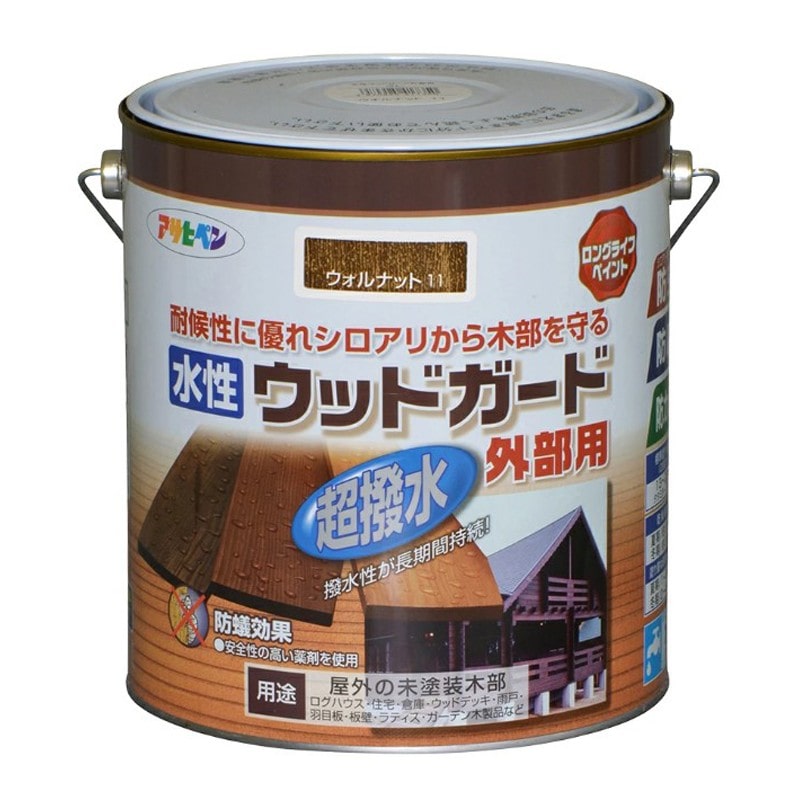 アサヒペン 9011654 水性ウッドガード外部用 3L ウォルナット 1個(ご注文単位1個)【直送品】