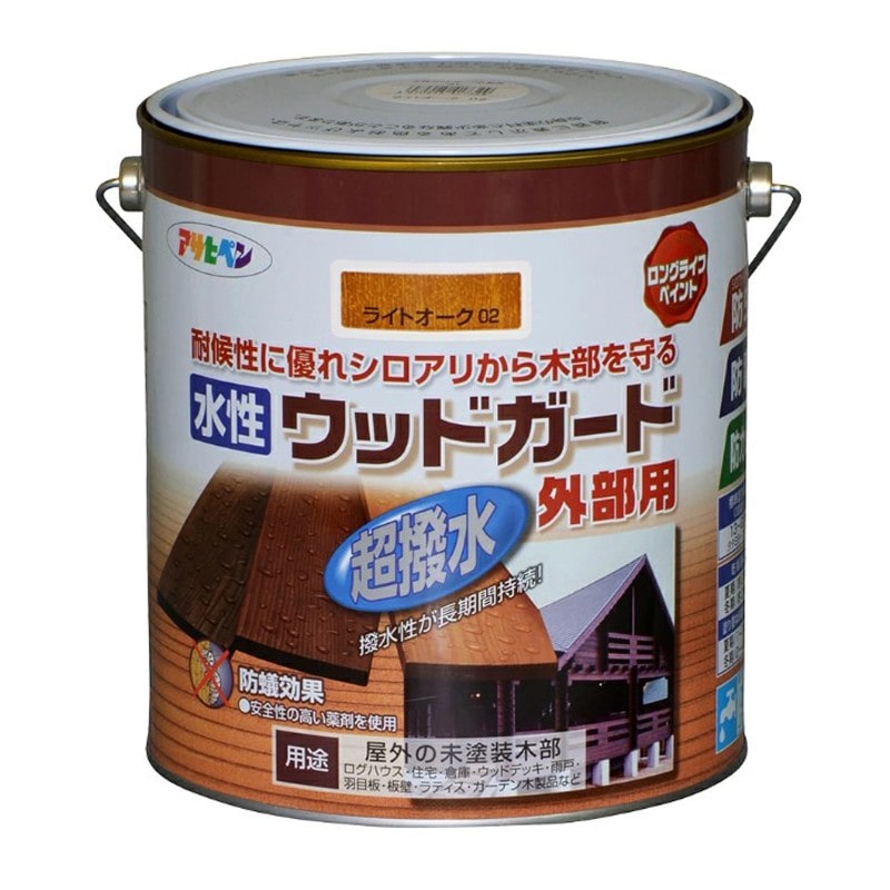 アサヒペン 9011655 水性ウッドガード外部用 3L ライトオーク 1個（ご注文単位1個）【直送品】