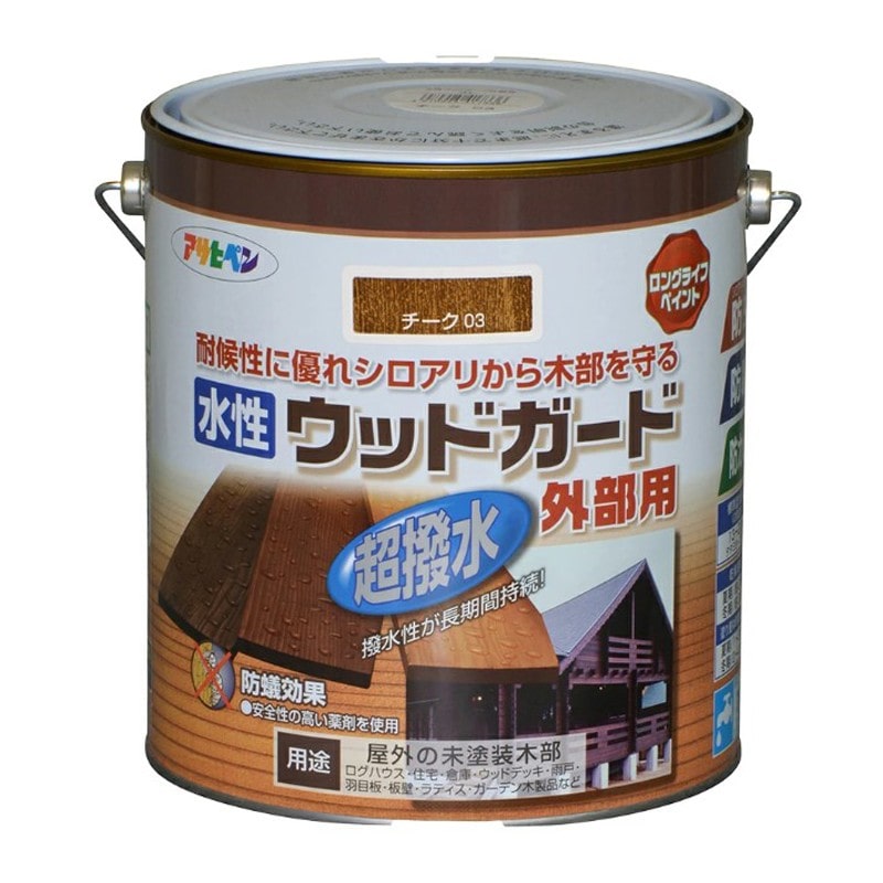 アサヒペン 9011656 水性ウッドガード外部用 3L チーク 1個（ご注文単位1個）【直送品】