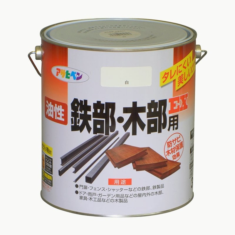 アサヒペン 9016490 油性鉄部・木部用EX 3L 白 1個（ご注文単位1個）【直送品】