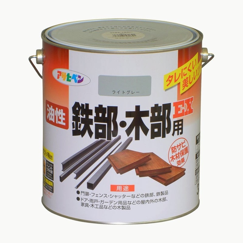 アサヒペン 9016494 油性鉄部・木部用EX 3L ライトグレー 1個（ご注文単位1個）【直送品】