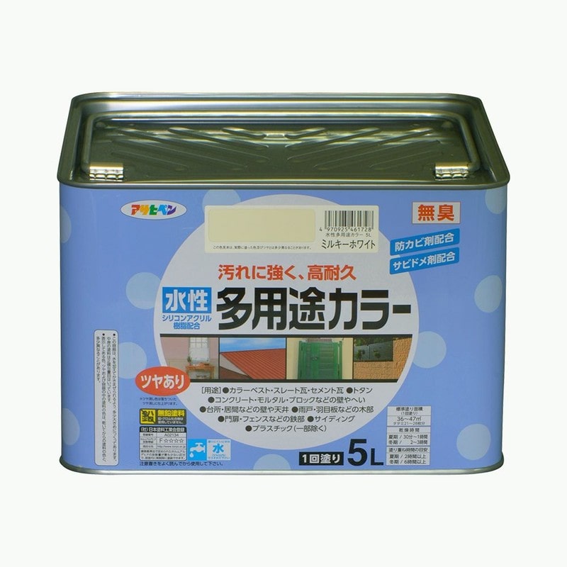 アサヒペン 9016651 水性多用途カラー 5L ミルキーホワイト 1個（ご注文単位1個）【直送品】