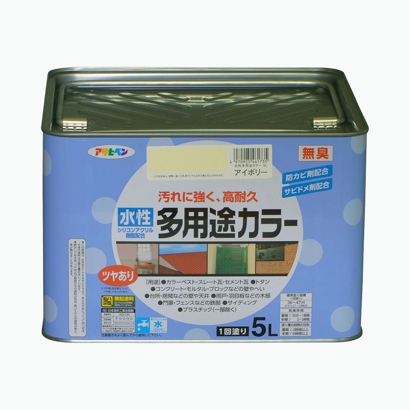 アサヒペン 9016652 水性多用途カラー 5L アイボリー 1個（ご注文単位1個）【直送品】