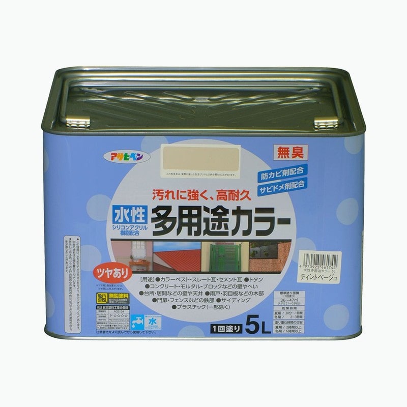 アサヒペン 9016653 水性多用途カラー 5L ティントベージュ 1個(ご注文単位1個)【直送品】