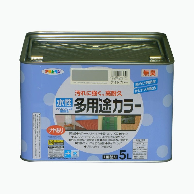 アサヒペン 9016658 水性多用途カラー 5L ライトグレー 1個（ご注文単位1個）【直送品】