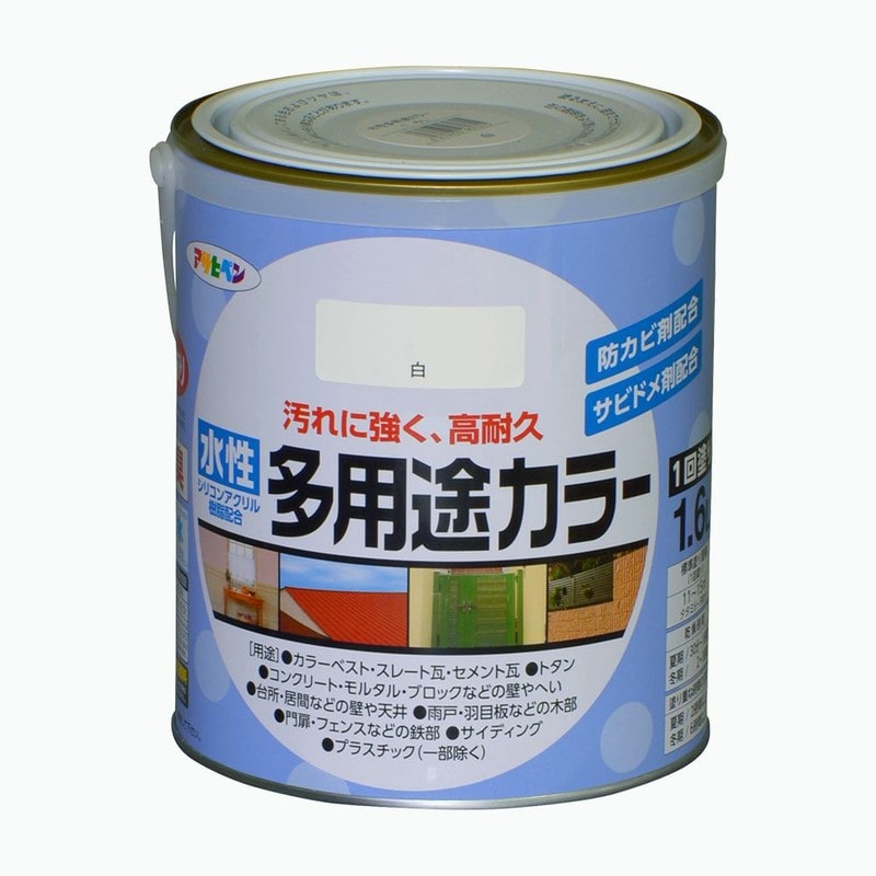 アサヒペン 9016710 水性多用途カラー 1.6L 白 1個（ご注文単位1個）【直送品】