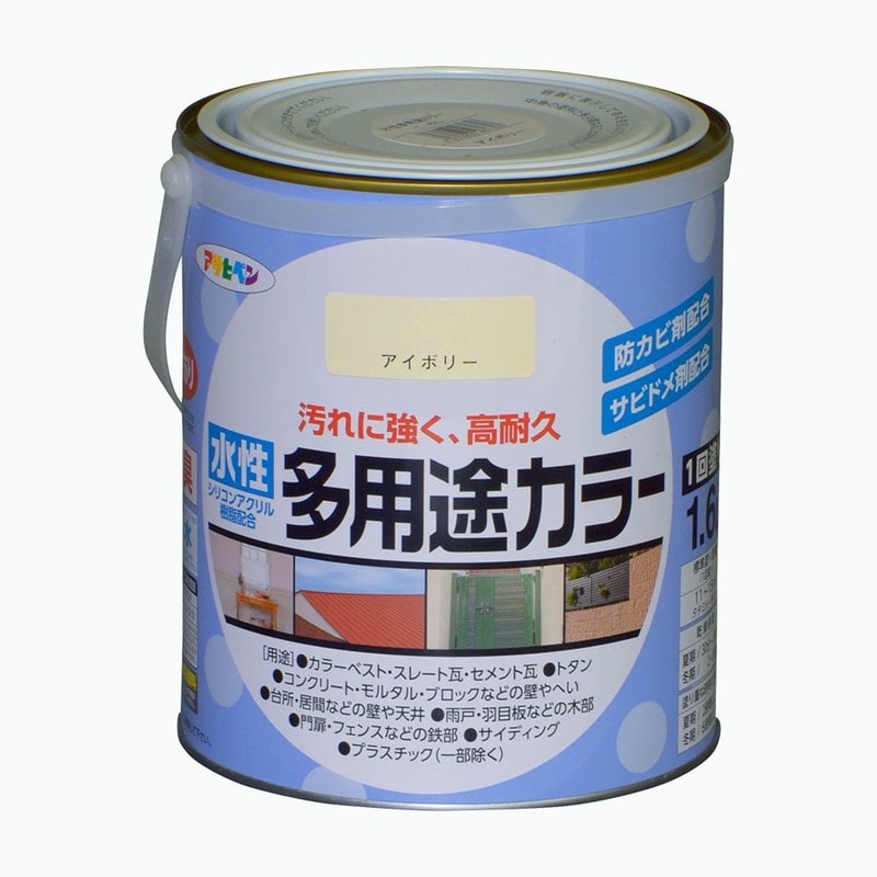 アサヒペン 9016714 水性多用途カラー 1.6L アイボリー 1個（ご注文単位1個）【直送品】