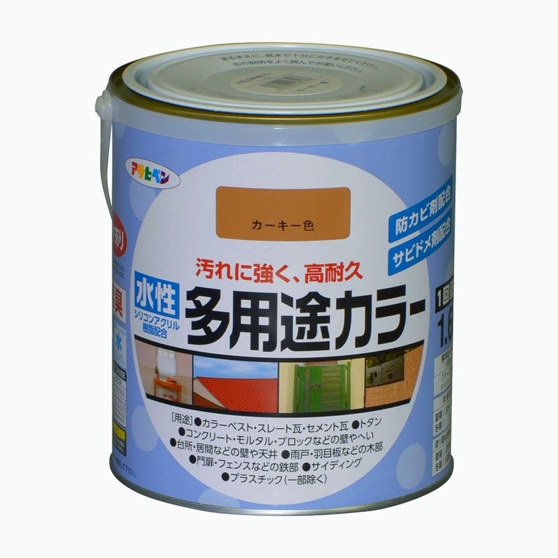 アサヒペン 9016722 水性多用途カラー 1.6L カーキー 1個（ご注文単位1個）【直送品】