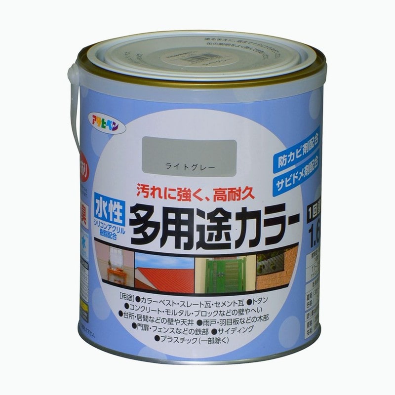 アサヒペン 9016728 水性多用途カラー 1.6L ライトグレー 1個（ご注文単位1個）【直送品】