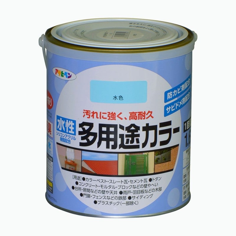 アサヒペン 9016738 水性多用途カラー 1.6L 水色 1個（ご注文単位1個）【直送品】