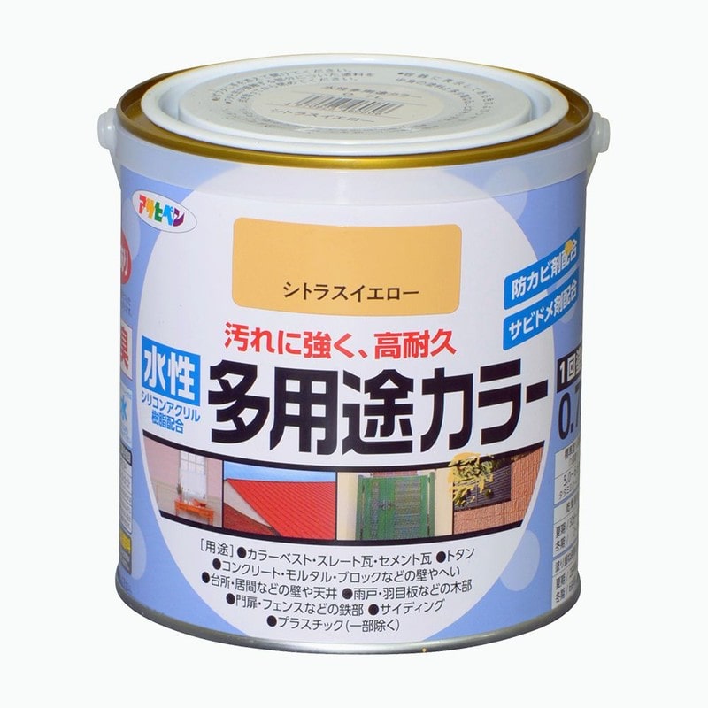 アサヒペン 9016767 水性多用途カラー 0.7L シトラスイエロー 1個（ご注文単位1個）【直送品】