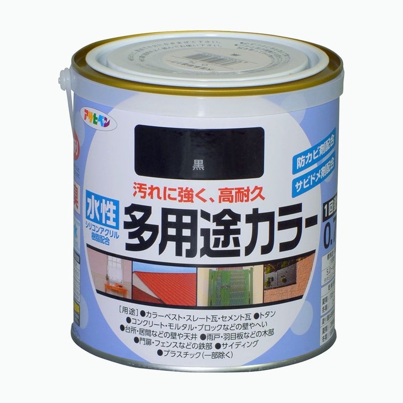 アサヒペン 9016778 水性多用途カラー 0.7L 黒 1個（ご注文単位1個）【直送品】