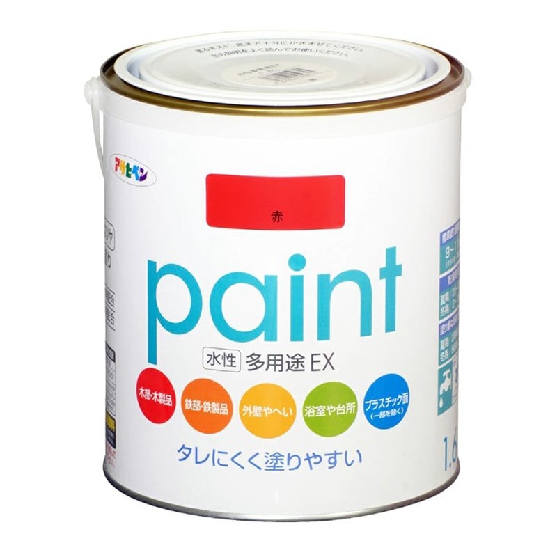 アサヒペン 9017346 水性多用途EX 1.6L 赤 1個（ご注文単位1個）【直送品】