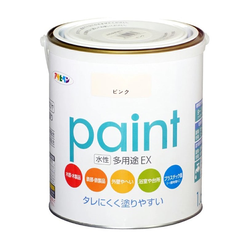 アサヒペン 9017347 水性多用途EX 1.6L ピンク 1個（ご注文単位1個）【直送品】