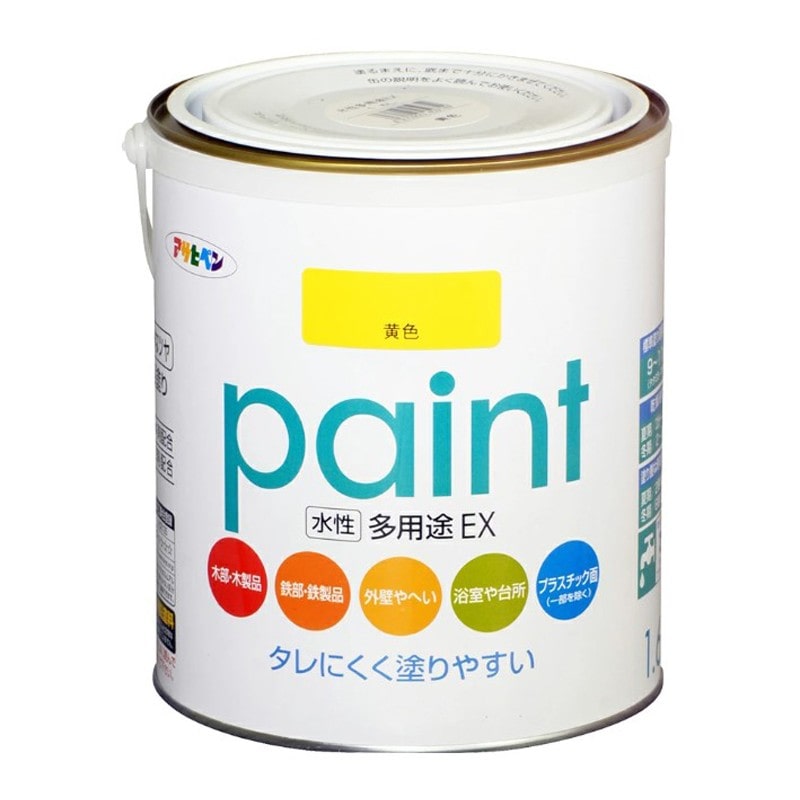 アサヒペン 9017348 水性多用途EX 1.6L 黄色 1個（ご注文単位1個）【直送品】