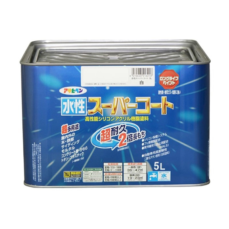 アサヒペン 9011473 水性スーパーコート 5L 白 1個(ご注文単位1個)【直送品】