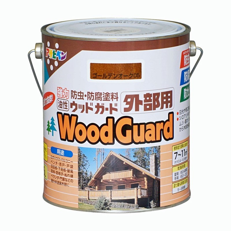 アサヒペン 9016884 ウッドガード 外部用 1.6L ゴールデンオーク 1個（ご注文単位1個）【直送品】