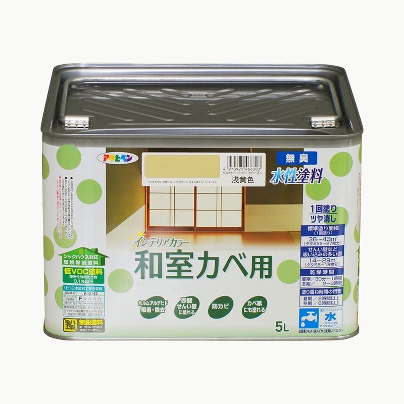 アサヒペン 9017726 NEW水性インテリアカラー和室カベ5L 浅黄色 1個（ご注文単位1個）【直送品】