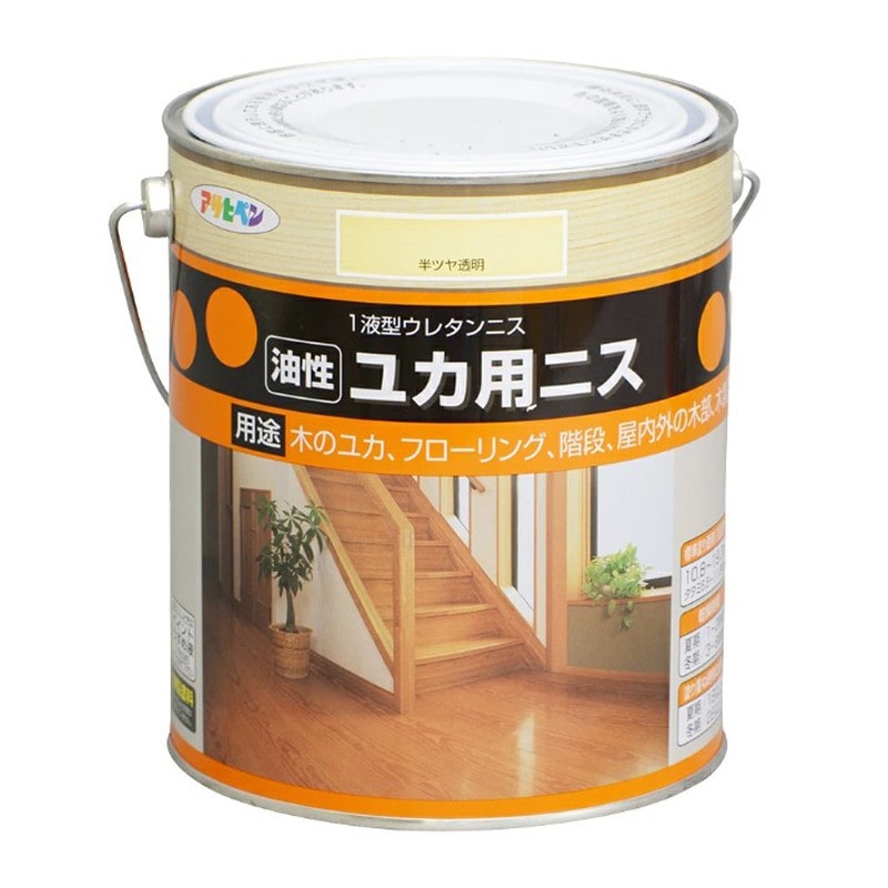 アサヒペン 9010424 油性ユカ用ニス 1.8L 半ツヤ透明 1個（ご注文単位1個）【直送品】