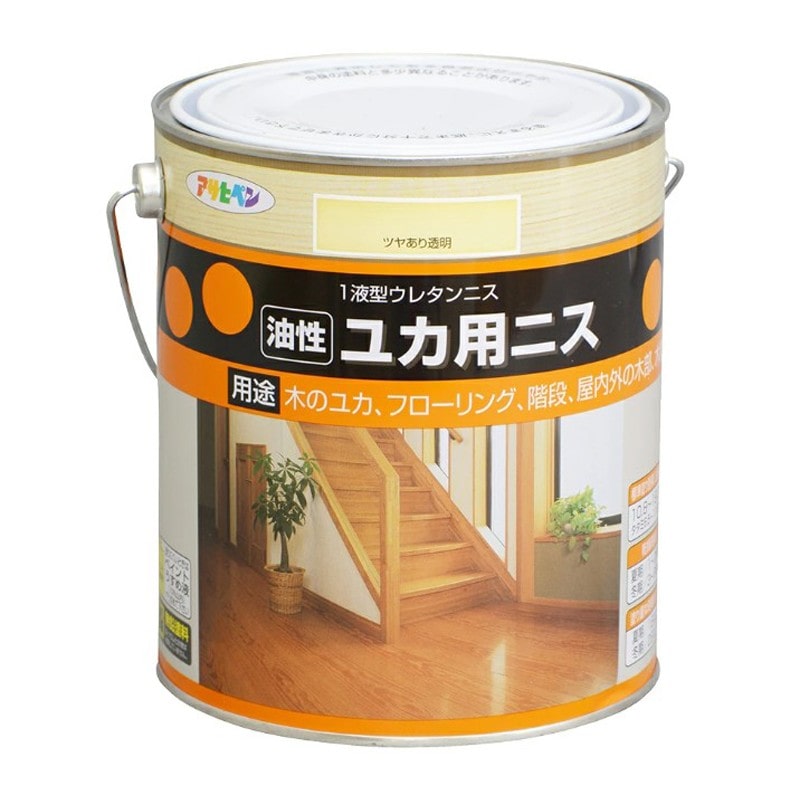 アサヒペン 9010425 油性ユカ用ニス 1.8L ツヤ有り透明 1個（ご注文単位1個）【直送品】
