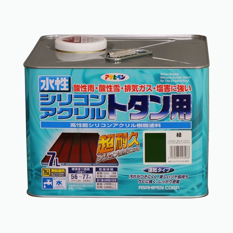 アサヒペン 9010376 水性シリコンアクリルトタン用 7L 緑 1個（ご注文単位1個）【直送品】