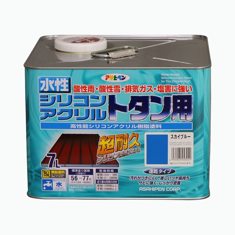 アサヒペン 9010380 水性シリコンアクリルトタン用 7L スカイブルー 1個（ご注文単位1個）【直送品】
