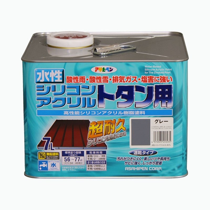 アサヒペン 9010381 水性シリコンアクリルトタン用 7L グレー 1個（ご注文単位1個）【直送品】