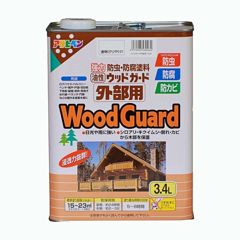 アサヒペン 9011526 ウッドガード 外部用 3.4L クリヤ 1個（ご注文単位1個）【直送品】