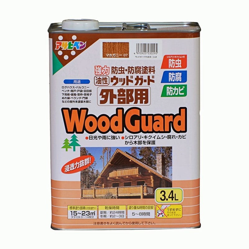 アサヒペン 9011529 ウッドガード 外部用 3.4L マホガニー 1個（ご注文単位1個）【直送品】