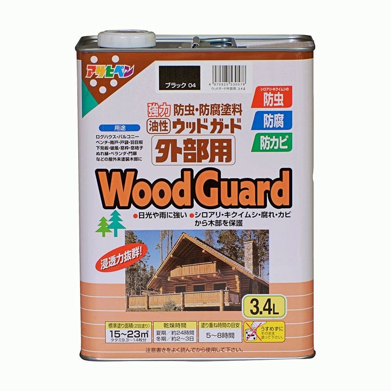 アサヒペン 9011533 ウッドガード 外部用 3.4L ブラック 1個（ご注文単位1個）【直送品】