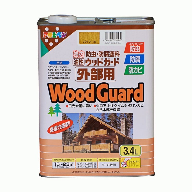 アサヒペン 9011536 ウッドガード 外部用 3.4L パイン 1個（ご注文単位1個）【直送品】