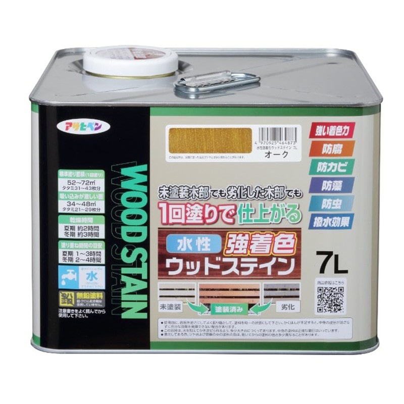 アサヒペン 9019145 水性強着色ウッドステイン 7L オーク 1個（ご注文単位1個）【直送品】