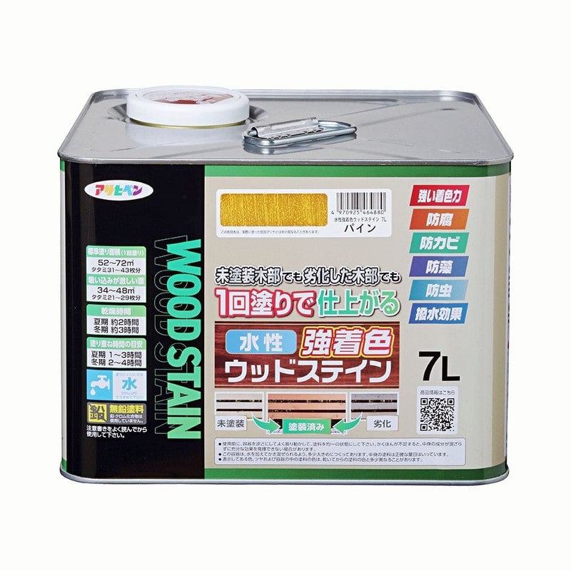 アサヒペン 9019146 水性強着色ウッドステイン 7L パイン 1個（ご注文単位1個）【直送品】