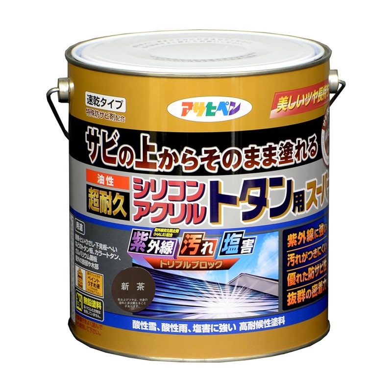 アサヒペン 9017947 油性超耐久シリコンアクリルトタン用 3kg 新茶 1個（ご注文単位1個）【直送品】