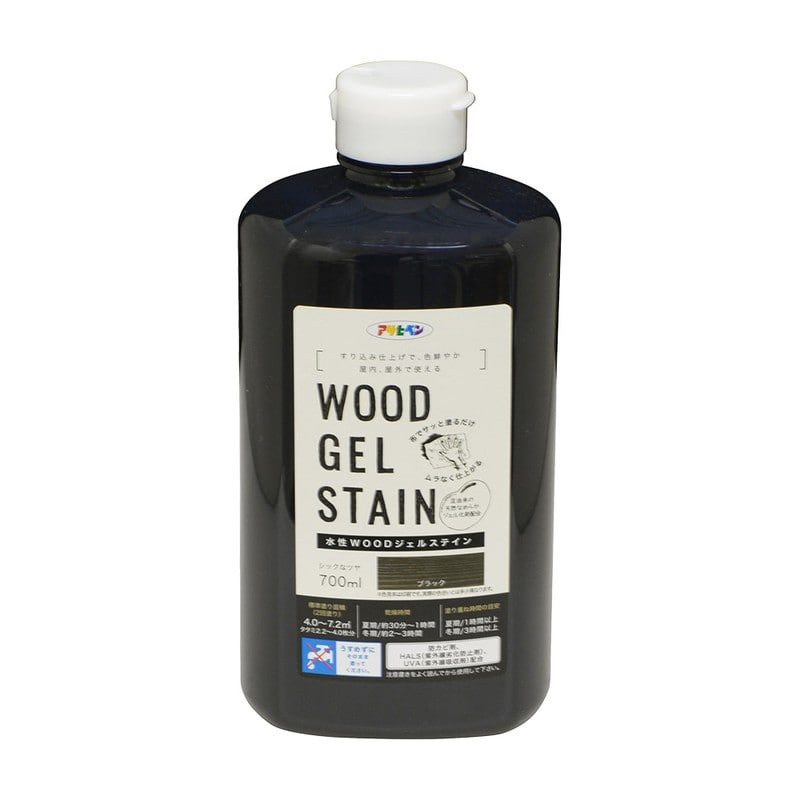 アサヒペン 9018164 水性WOODジェルステイン700ML ブラック 1個（ご注文単位1個）【直送品】