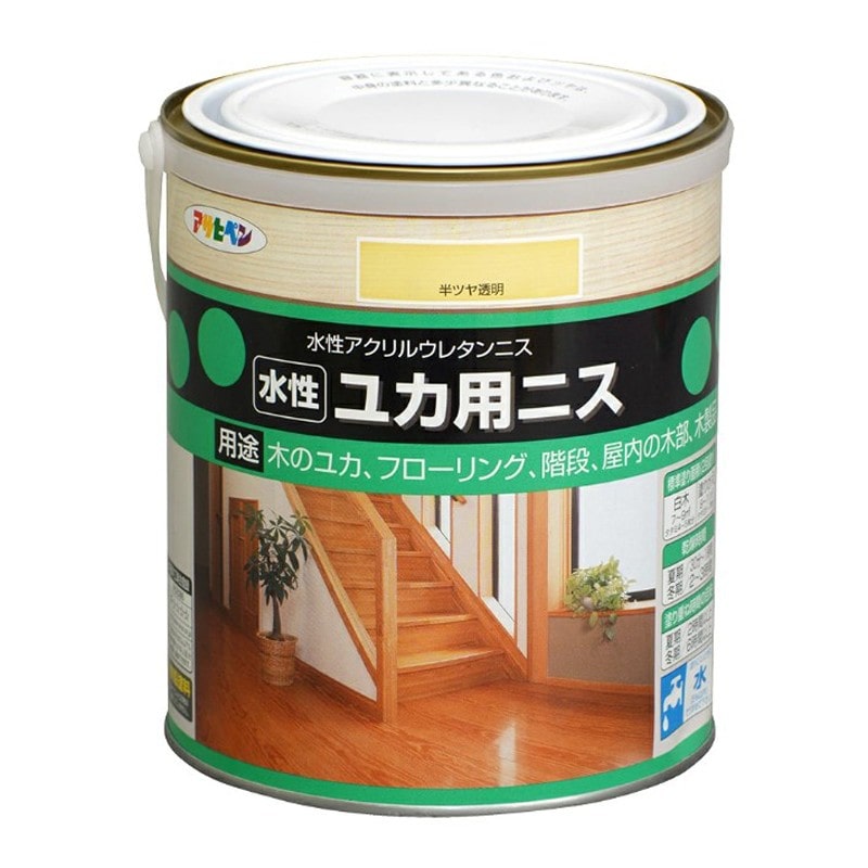アサヒペン 9010432 水性ユカ用ニス 1.6L 半ツヤ透明 1個(ご注文単位1個)【直送品】