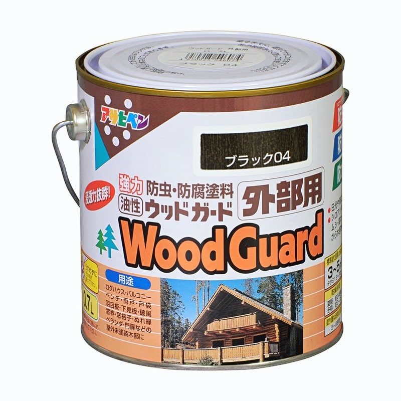 アサヒペン 9016894 ウッドガード 外部用 0.7L ブラック 1個（ご注文単位1個）【直送品】
