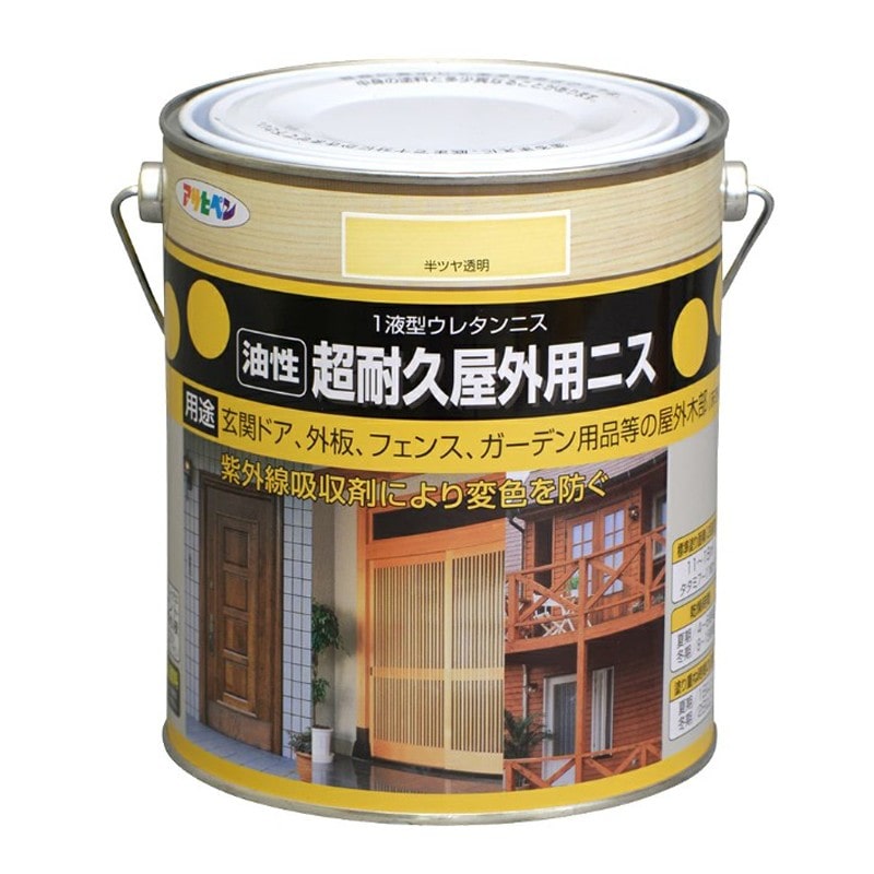 アサヒペン 9010391 超耐久屋外用ニス 1.8L 半ツヤ透明 1個（ご注文単位1個）【直送品】