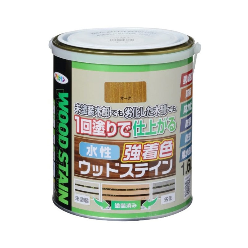アサヒペン 9019127 水性強着色ウッドステイン 1.6L オーク 1個（ご注文単位1個）【直送品】