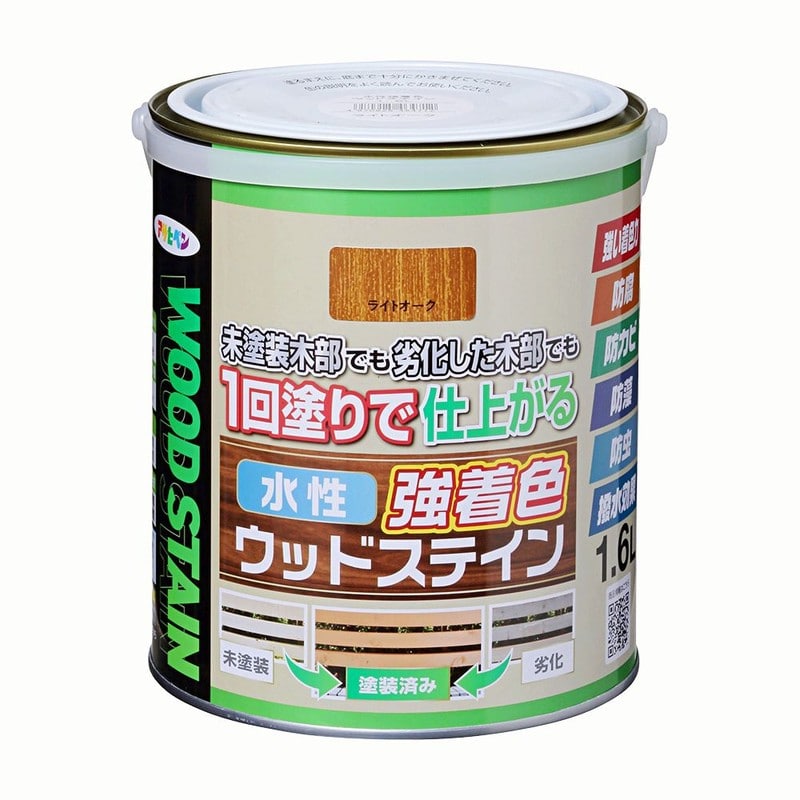 アサヒペン 9019129 水性強着色ウッドステイン 1.6L ライトオーク 1個（ご注文単位1個）【直送品】