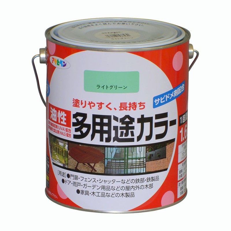 アサヒペン 9016591 油性多用途カラー 1.6L ライトグリーン 1個（ご注文単位1個）【直送品】