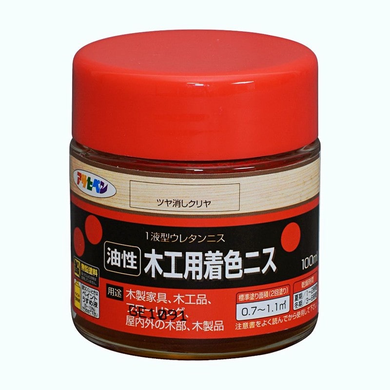 アサヒペン 9010429 木工用着色ニス 100ML ツヤ消しクリヤ 1個(ご注文単位1個)【直送品】