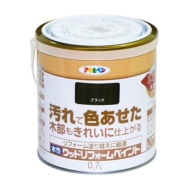 アサヒペン 9018122 水性ウッドリフォームペイント 0.7L ブラック 1個(ご注文単位1個)【直送品】