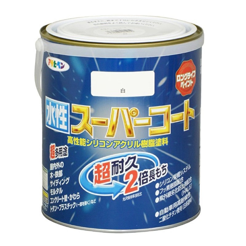 アサヒペン 900045 水性スーパーコート 1.6L 白 1個（ご注文単位1個）【直送品】