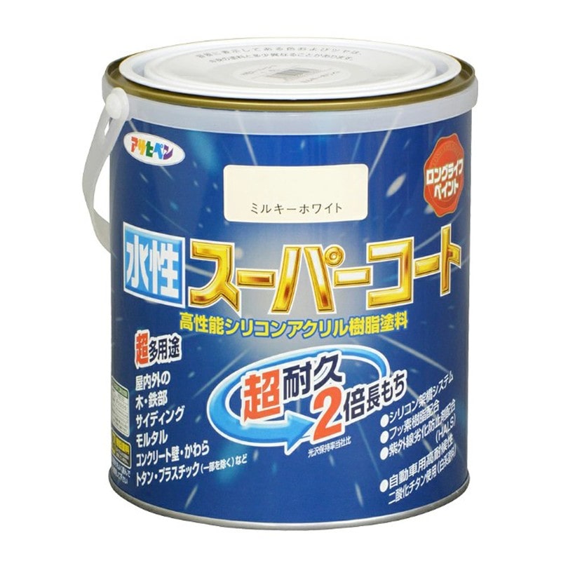アサヒペン 900047 水性スーパーコート 1.6L ミルキーホワイト 1個（ご注文単位1個）【直送品】